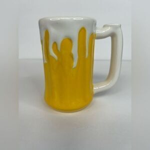 Zak Designs Yellow with White Drip Beer Coffee Mug 12 oz Gift For Dad‎ Husband